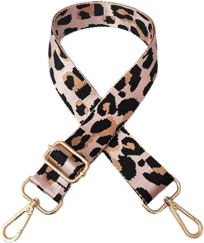 Bag Strap 3.8 cm Breed - Schouderband met Luipaardpatroon Verstelbare Schouderband voor Tassen 80-130 cm met karabijnhaak Roze + Gouden Gesp
