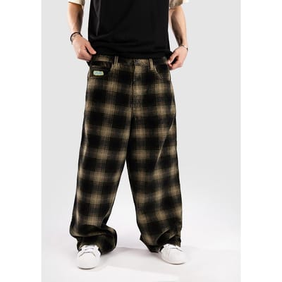 Empyre Ultra Wide Cord Plaid Broek groen