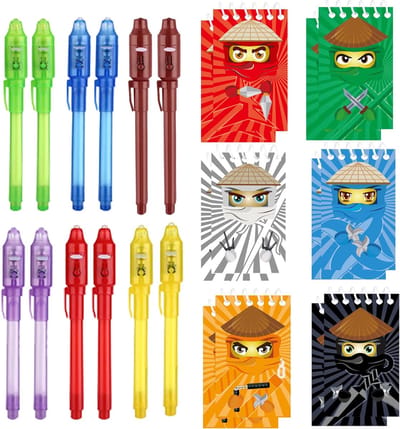 Thijox - UV-pen en notitieboek set voor kinderen, 24 stuks, perfect voor kinderverjaardag, gastgeschenken, adventskalender, feestaccessoires, cadeau v