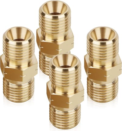 Hoekverbinding voor Gas, 2 Stuks, 1/4 Inch Links, 90 Graden, Messing, Snelle Koppeling, Gasadapter voor Kamperen, Motorhome en Caravan, Geschikt voor Gasflessen
