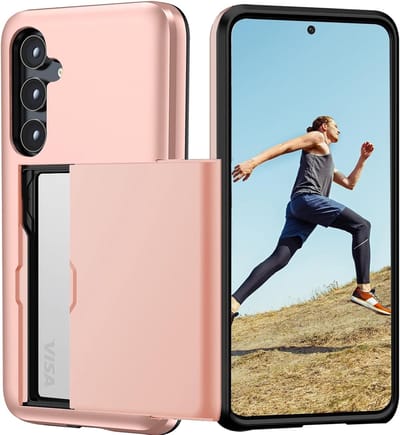 Hoesje Geschikt voor Samsung S23 Plus Hoesje Rose Goud - shockproof Backcover met pasjeshouder - Ruimte voor 2 pasjes