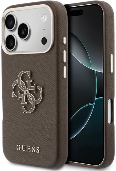 Guess hoesje - Geschikt voor iPhone 17 Pro en geschikt voor iPhone 18 Pro - Kunstleer - Bruin