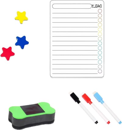 Wasbare Magnetische Dagplanner voor het Koelkast, Ideaal als Gezinsplanner, Taakplanner en Schoonmaakplanner, 21 x 14.8 cm, Organiseer je Dag Efficiënt