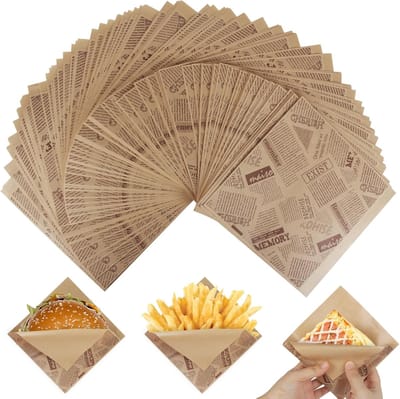 Famanu – Deli wrap papier 150 vellen 15x15 cm, vetvrij wikkelpapier voor burgers, sandwiches en snacks