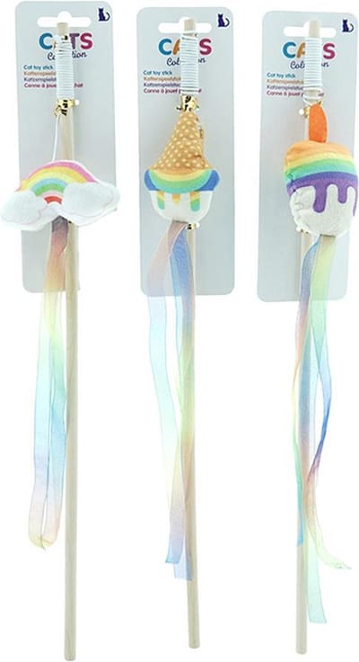 Cats Collection kattenspeelstok 40 wolkjes met regenboog