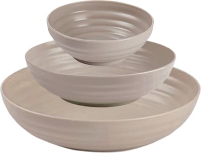 Plasticforte Kommetjes/schaaltjes - 12x stuks - dessert/ontbijt/soep - kunststof - Taupe
