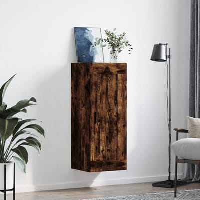 vidaXL - Wandkast - 34,5x34x90 - cm - bewerkt - hout - gerookt - eikenkleurig