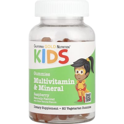 California Gold Nutrition, Multivitaminen en Mineralen voor Kinderen, Gelatinevrij, Natuurlijke Frambozensmaak, 60 Vegan Gummies