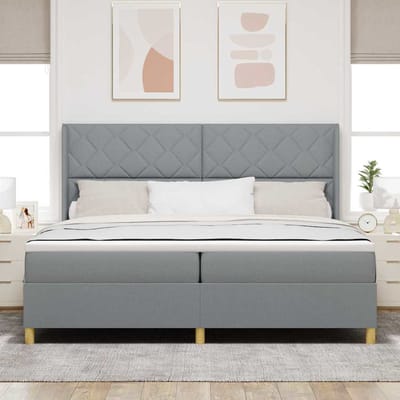 vidaXL - Boxspring - bed - met - hoofdeinde - Lichtgrijs - 200 - x - 200 - cm - Stof