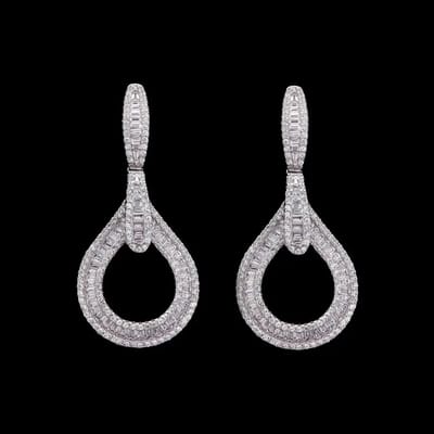 Victoria Valenza 925 Sterling Druppel Oorbellen met Zirkonia Stenen - Oorhangers - 925 sterling zilver - Zilverkleurig - Zirkonia