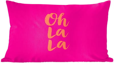 Sierkussens - Kussentjes Woonkamer - 60x40 cm - Oh la la - Roze - Oranje - Minimalistisch