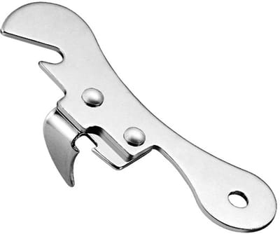 Blikopener, flesopener, pottenopener, vlinderpottenopener, multifunctionele pottenopener, roestvrij staal, zilver, 9,7 cm x 3 cm