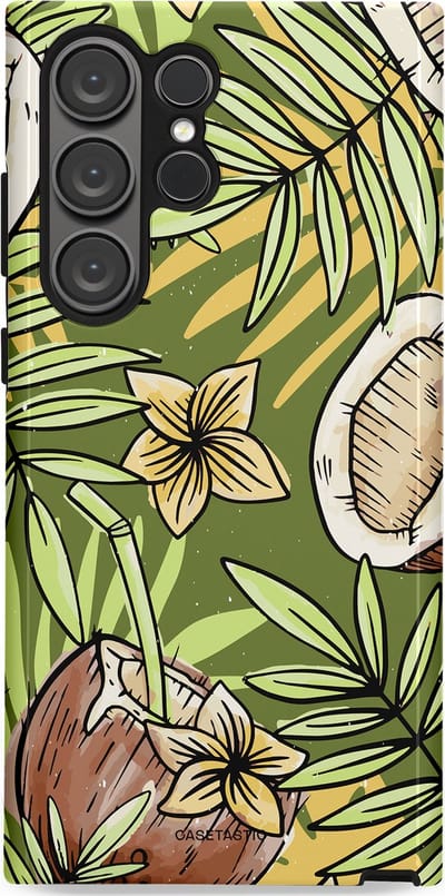 Casetastic Hoesje Geschikt voor Samsung S23 Ultra - Stijlvolle Beschermende Duo-layer Case - Kokos Chill