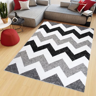 Tapiso Maya Vloerkleed Grijs Laagpolig Zigzag Tapijten Maat- 160x230