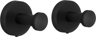 VDN Stainless Handdoekhaakjes zwart - Vaatdoekhouder - Haakjes handdoek - Wandhaak - Ophanghaakjes - RVS - 2 Stuks