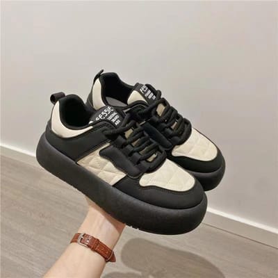 Platform Witte Schoenen Kinderen Lente Nieuw Ins Tide Niche Mode Veelzijdig Student Casual Boardschoenen 40 zwart