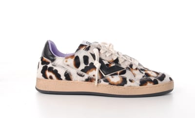 4B12 dames sneaker Play new d koeienhuid leopard print wit bruin