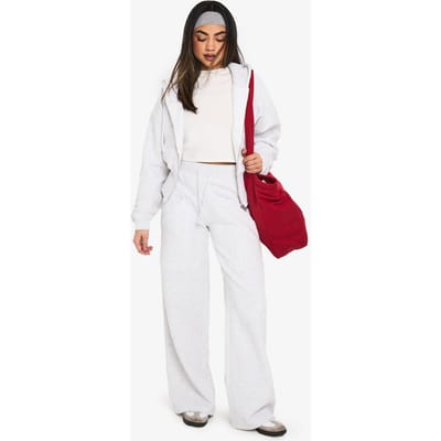 boohoo Dames Diepzomen hoodie en joggers met rechte pijpen trainingspak | Asgrijs | Maat: XS