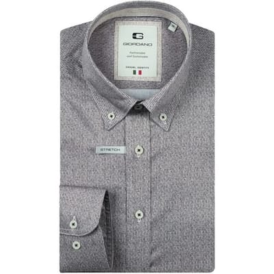 Giordano Overhemd Loretto Satin Stretch Micro Herringbone Donker Bruin / male