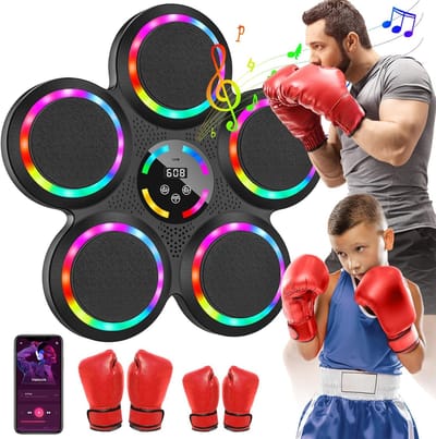 Elektronische Boksmachine met Bluetooth, 9 Trainingsmodi en Handschoenen voor Volwassenen en Kinderen
