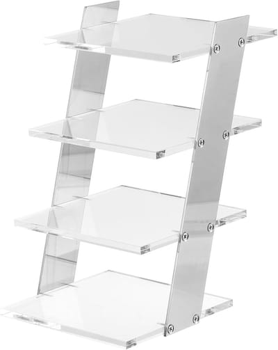 Brillenstandaard - Opbergen Display - Winkel Presentatie - Transparant Acryl - 15x15x28 cm - Zilverkleurig