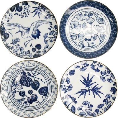 Tokyo Design Studio - Flora Japonica Plate 20.6x2.2cm - ontbijtborden - set 4 stuks in Giftbox