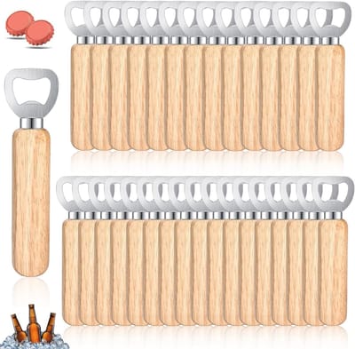 SnelShoppen - 30 Stuks Houten Flessenopeners, Beer Bottle Opener met Houten Handvat, Draagbare Flessenopener voor Thuis, Keuken, Bar, Feest, Camping