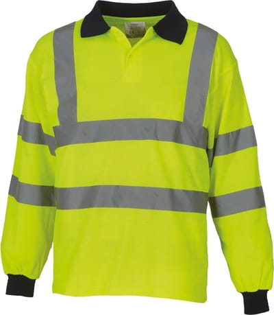 Yoko High Visibility Long Sleeve Polo Shirt YHVJ310 - Hi Vis Yellow - S