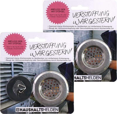 Haushaltshelden Gootsteen set incl gootsteenfilter en afvoerstop - 2x - RVS