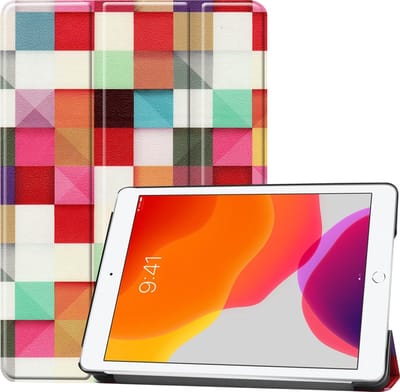 Hoesje - Geschikt voor Apple iPad 7 (2019) - 10.2 inch - 7e Generatie - Dun & Stevig - Hardcover Book Case - Trifold Bookcase Hoes - Hard Cover - Tablethoes - Blokken