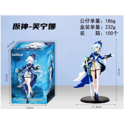 Figurine Furina 23cm Jeu Genshin Impact Figurine d'Action en PVC Fille Mignonne Anime Focal Focalors Modèle à Collectionner Poupée Jouet Cadeau With box blue