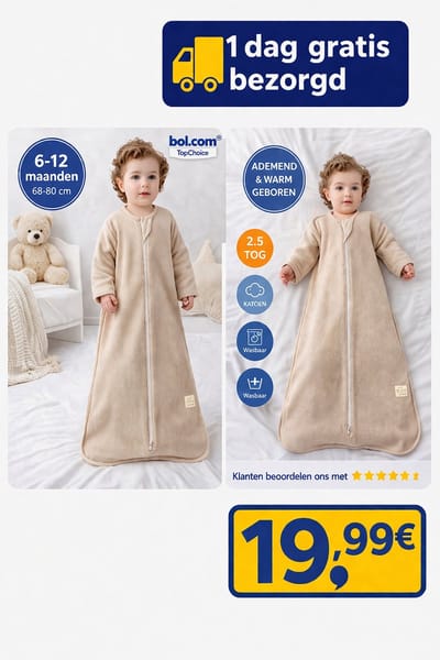 Baby Slaapzak 2.5 TOG 100% Katoen – 6-12 Maanden (68-80 cm) – Warm & Comfortabel