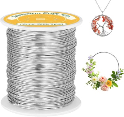 Buigzaam en Flexibel 1mm Aluminiumdraad voor Knutselen en DIY Projecten - 56M Zilverdraad voor Bloemschikken, Beeldhouwen en Sieraden Maken