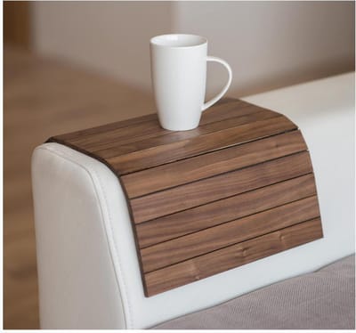 Bank Armsteun Tafel - Lade Tafel Onderzetter - Drankjes Plaatsen - Opvouwbaar Ontwerp - 45 x 30 cm - Walnoot Hout