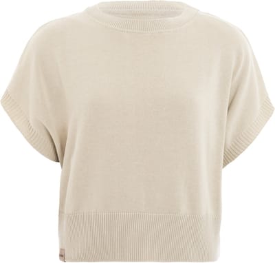 Knit Factory Casy Dames Gebreide Top - Zomertop met Korte Mouw - Trui met korte mouw gemaakt van 50% Katoen & 50% Acryl - Luchtig en ademend - Ecru - 36/38