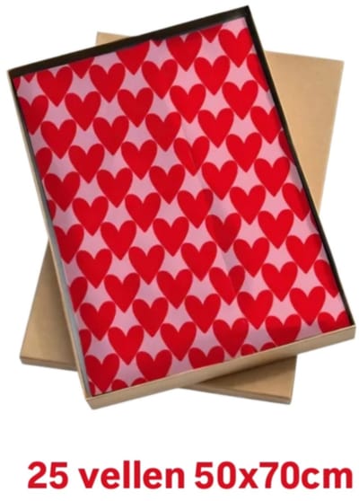 25 vellen vloeipapier hartjes XL - liefde - valentijn - valentijnsdag