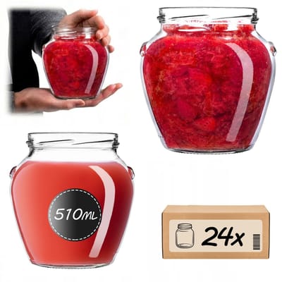 KADAX Inmaakpotten 510 ml, Honingpotten, Weckpotten voor het inmaken van honing, fruit en groenten, Jammetjes (24 stuks)