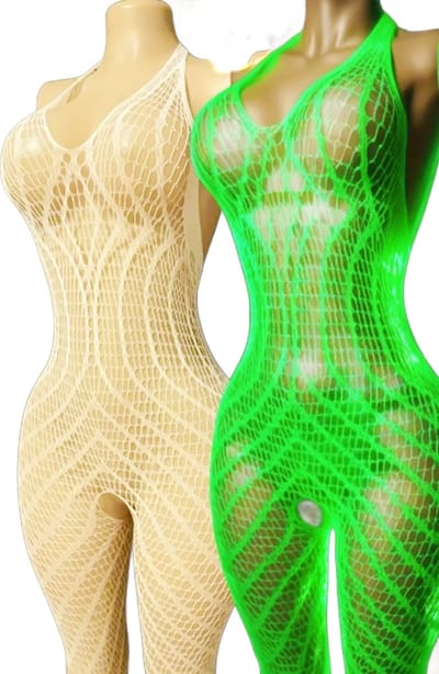 BamBella ® - Panty pak -Onesize - Glow in the dark body suit - Dames - Onesize - sexy Erotische jumpsuit van kant lingerie
