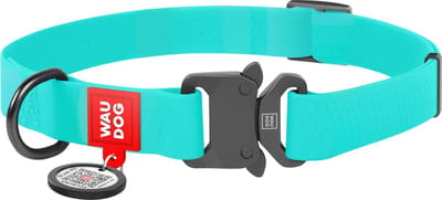 WAUDOG Waterproof Halsband - Collartex - Metalen Fastex Sluiting - QR-Tag - Mint (Glows In The Dark) - Breedte 25 mm - Nekomtrek 31 - 49 cm (GELIEVE ALVORENS BESTELLEN OPMETEN)