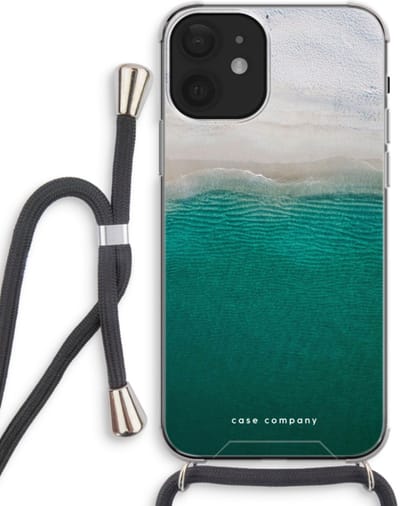 Case Company® - Hoesje met koord geschikt voor iPhone 12 mini hoesje met Koord - Stranded - Telefoonhoesje met Zwart Koord - Bescherming aan alle Kanten en Over de Schermrand