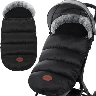 Kinderwagen voetenzak - Winterhoes baby - Warm op pad - Verdikte fleece voering - 85 x 35 cm - Zwart