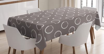 ABAKUHAUS tafelkleed – taupe-wit – 140x170 cm – satijnlook
