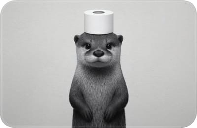 Badmat 60x40 cm - Antislip - Otter - WC rol - Zwart - Wit - Badmatten voor badkamer - Badkamermat - Douchemat - Badkamer mat