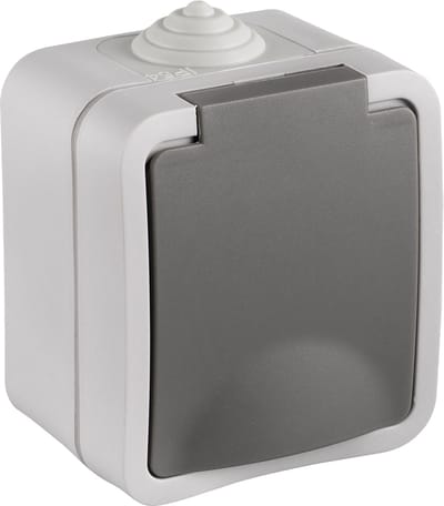 Q-Link Enkelvoudig Buitenstopcontact â€“ Opbouw Stopcontact â€“ IP54 Spatwaterdicht â€“ Wandcontactdoos â€“ Grijs