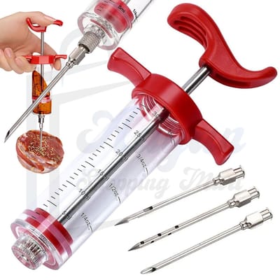 Vlees Injectiespuit 30 ml – Voor Marineren & Pekelen – Met 3 RVS Naalden – Marinades & Brines – marinade injectiespuit – vleesklauwen – marinade injector – 69197