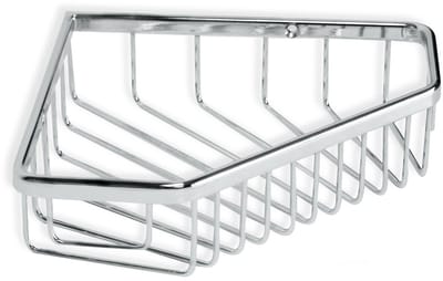 Hoekplank voor Douche van Messing | Inclusief Schroeven | Draagt 5 kg | Compatibel met Systeem Zonder Boren | Vochtbestendig | Modern | Snel Draineerbaar | 17 x 4,5 x 17 cm – Model Krom