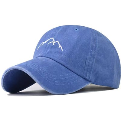 Casquette unisexe en coton délavé, casquette de Baseball Vintage brodée de montagne pour hommes et femmes, réglable, décontractée, Streetwear en plein air, chapeau de sport (Blue,56cm-60cm) bleu