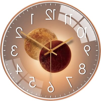 Moderne 30 cm ronde wandklok zonder tikgeluiden voor woonkamer, keuken en kantoor in Venus goudkleurig design