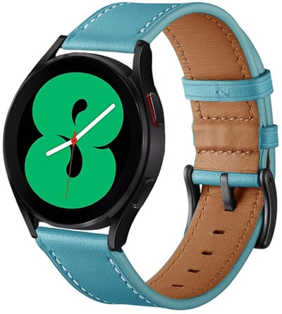 By Qubix - Geschikt voor Garmin bandje - Geschikt voor Garmin Vivoactive 4 / 4L - lederen bandje - Blauw - Smartwatch bandje 22mm