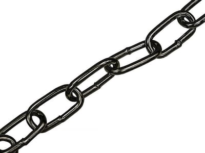 Zwarte stalen ketting – Gelaste schakelketting van zacht staal, corrosiebestendig – 2,5 meter, 4 mm diameter, 120 kg draagvermogen